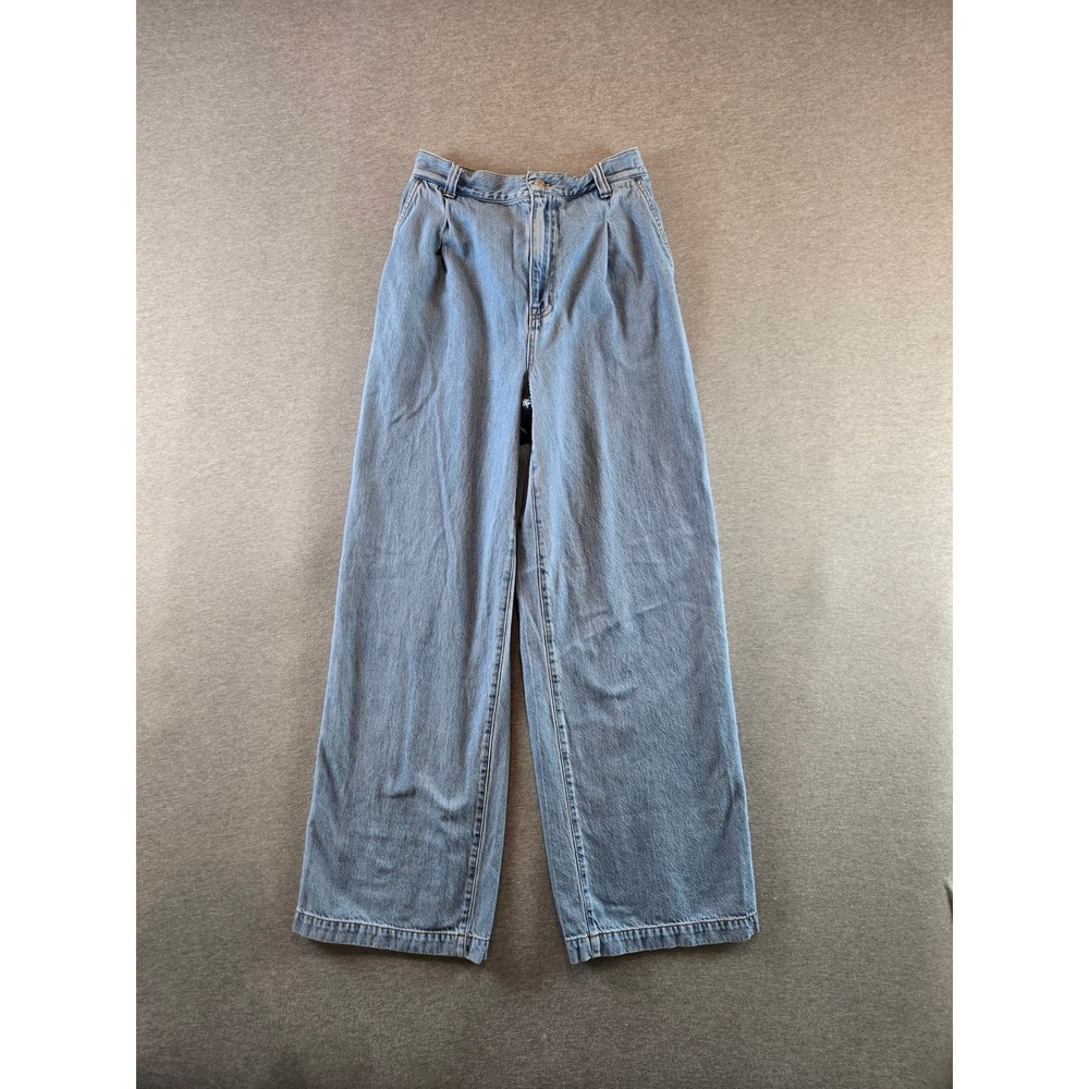 Madewell Harlow Wide-Leg Jean Women 29T (28W) Light Wash Pleated High Rise Denim